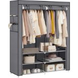 SONGMICS Clothes Wardrobe, Portable Closet, 45 x 127 x 176 cm, 2 Hanging Rails, Shelves, and 4