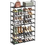 SONGMICS Adjustable Shoe Rack, 8-Tier Shoe Organiser, Shoe Storage Shelf, Steel Tubes and Non-