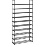 SONGMICS Shoe Rack, 10-Tier Metal Shoe Storage Organiser, Customisable Design, Metal Frame, Space-