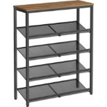 VASAGLE Shoe Rack, 5-Tier Shoe Storage with Shelves and Large Top, Adjustable Mesh Shelves, Space-