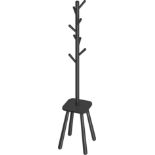 VASAGLE Coat Rack Stand, Free Standing Hall Tree with 8 Hooks and Storage Shelf, 170.5 cm Tall,