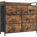 SONGMICS Chest of Drawers, Bedroom Cabinet, 7 Fabric Drawers with Handles, Metal Frame, Rustic Brown