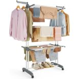 SONGMICS Clothes Drying Rack Stand 4-Tier, Foldable Laundry Drying Rack 68.1-Inch Tall, Steel,