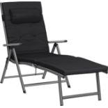 SONGMICS Folding Sun Lounger with 6 cm Thick Mattress, Garden Chair, Removable Pillow, Aluminium