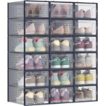 SONGMICS Shoe Boxes, Pack of 18 Stackable Shoe Storage Organisers, Foldable and Versatile for