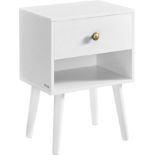 VASAGLE Bedside Table, Side Table with Storage Drawer and Open Shelf, Solid Wood Legs, End Table for