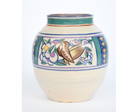 A Carter Stabler &amp; Adams Poole Pottery vase, pattern ZV, shouldered ovoid form with collar neck, painted with a stylised 