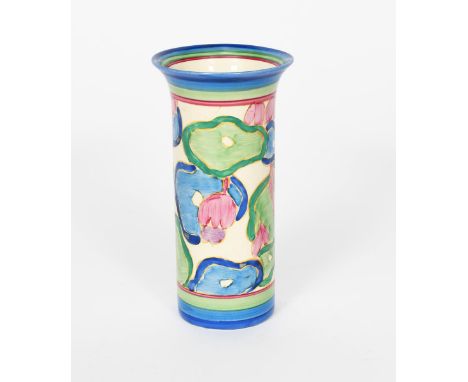 'Blue Chintz' a Clarice Cliff Fantasque Bizarre 196 vase, painted in colours between green and blue bands printed factory mar