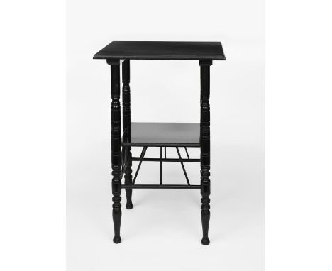 An Aesthetic Movement ebonised wood occasional  table originally designed by E W Godwin,  square section on turned legs with 