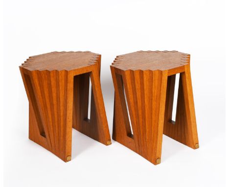 ‡&nbsp;Petter Byorn Southall (born 1960) a pair of fumed oak Batten low tables, designed by Petter Southall and made by Pette