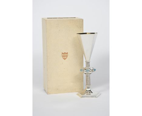 An Aurum limited edition Fitzwilliam cup designed by Jocelyn Burton and made by Hector Miller, tapering hexagonal bowl, knopp