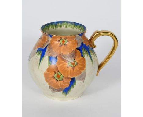 'Peach Melba' a Carlton Ware Handcraft single-handled vase, pattern no.3448, ovoid, painted in colours on a cream ground, hig