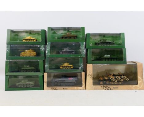 Atlas - 11 x boxed die-cast model military vehicles in mostly 1/72 scale (green boxes, brown boxes 1/43 scale) to include Han