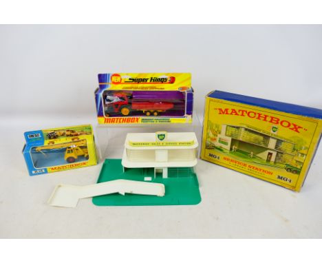 Matchbox - Lesney -A collection to include Matchbox Service Station by Lesney  MG-1, a Matchbox King Size Jumbo Crane K-14 an