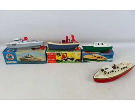 Scalex Boats, Penguin - Four model boats. Two boxed x Scalex to include: "Clyde Cabin Cruiser" Clockwork scale model (No key 