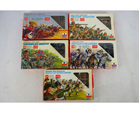ESCI - Five boxed sets from ESCI in 1/72 scale to include: Indian War Kiber Pass British Infantry # 232, American Cival war C