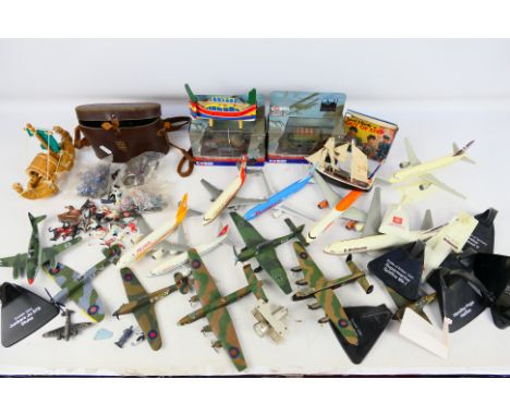 Corgi - Marx - An assortment of unboxed diecast and plastic planes with associated stands to include Avro Lancaster 'Dambuste