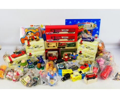 Matchbox - Lledo - McDonald's - An assortment of diecast vehicles and assorted happy meal toys. Include a Warburtons lorry, #