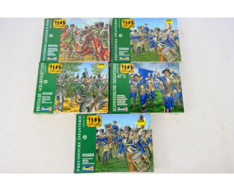 Revell - Five boxed sets from Revell in 1/72 scale to include: #02580 x 2 Prussian Infantry, #2557 Swedish Infantry, #02581 B
