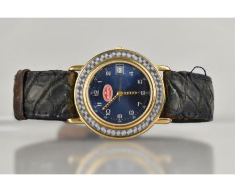 A Late 20th Century Bugatti Wrist Watch, Blue Dial with Pierced Gilt Hands, White Arabic Numerals and Minute/Seconds Chapter 
