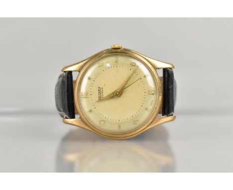 A 1950s 9ct Gold Cased Rotary 'Maximus' Wrist Watch, Champagne Dial with Faceted Dauphine Hands, Arabic and Arrow Hour Indica
