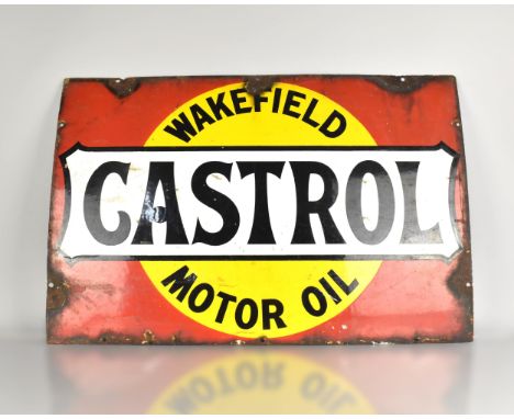A Vintage Enamel Advertising Sign 'Wakefield Castrol Motor Oil', 76x51cm
