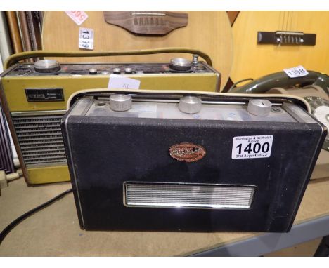 Two vintage Roberts radios and a table lamp in the from of an Elephant, H: 30 cm. All electrical items in this lot have been 