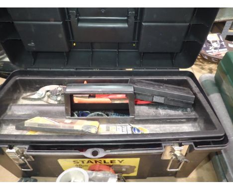 Stanley toolbox with hand tool contents. Not available for in-house P&P 