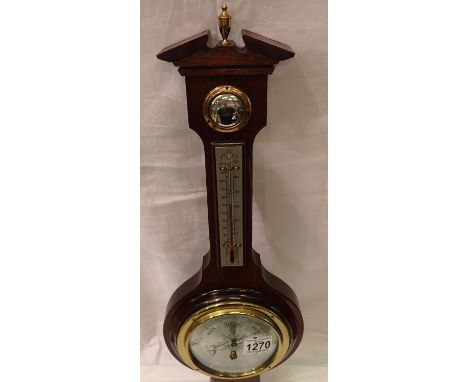 Oak cased comitti of London barometer/thermometer., L: 60 cm.  Not available for in-house P&amp;P 