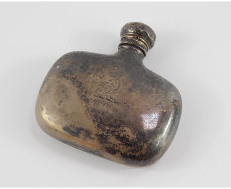 A Victorian silver hip flask, engraved with the crest and name of the 17th Foot, 1.34t oz.