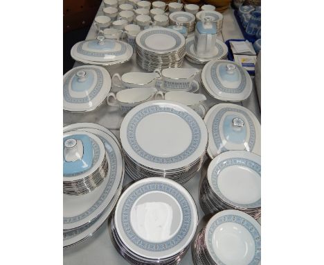 A Royal Doulton porcelain dinner and tea service, decorated in the Counterpoint pattern, comprising two large and two small o