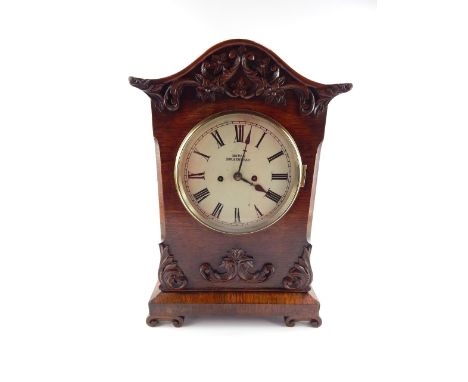 A Victorian rosewood repeater bracket clock, Bevan of Birkenhead, enamel dial bearing Roman numerals, two train double chain 