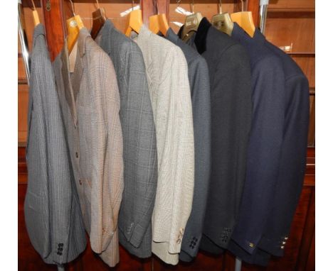 Vintage suits, single breasted including Chester Barrie and Hector Powe, a dinner jacket and trousers, Burberry blazer and a 