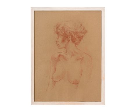 A nude portrait in crown, titled to rear "Bridget Heads Nook 10/1/04".  62 x 46 cm, framed.