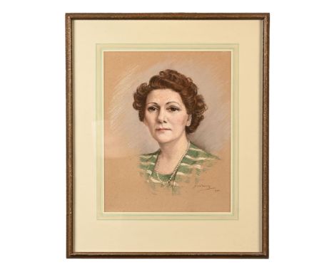 Nesta Warren a pastel portrait 1944.  50 cm x 39 cm, framed, signed.