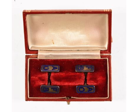 A pair of silver and enamel cufflinks, The Ancient Order of Froth Blowers, in case.