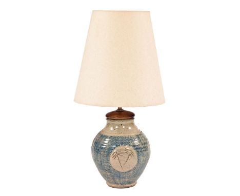 William Plumptre an Art Pottery globular vase, fitted but not drilled for a table lamp.  Height excluding lamp fitting 27 cm,