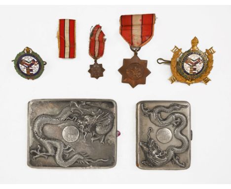 Two Chinese cigarette cases, decorated with dragons, both marked Zea Sung who worked in Shanghai from 1910-1950, one marked s