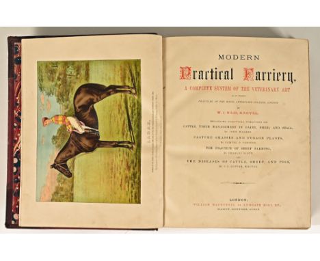 One volume "Modern Farriery" by WJ Miles MRCVSL, London published William McKenzie Ludgate Hill.   CONDITION REPORT:  The fro