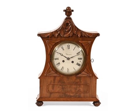 A 19th century mahogany bracket clock, the dial marked Maryport with later 19th century French movement striking on a bell.  