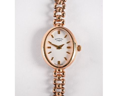 A ladies Rotary wristwatch, with gold case and strap.  Gross weight 12.1 grams.