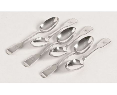 A set of five plus one silver teaspoons, all assayed in Newcastle by Thomas Sewell I, five from 1861 and one from 1870.  Leng