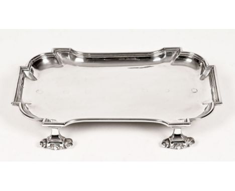 A Victorian silver shaped tray, stamped R & S Garrard Anton Street London, maker Robert Garrard II 1874, 666 grams, length 8.