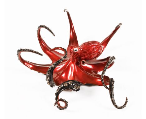 Chris Barela a lost wax bronze octopus "Scarlett", limited edition 54/250 +/- 34 cm x 38 cm, maximum height 15 cm (see illust