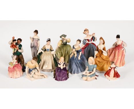 Thirteen Royal Doulton figures, The Puppet Maker HN2253, Treasure Island HN2243, Buttercup HN2309, Amy Figure of The Year, Af
