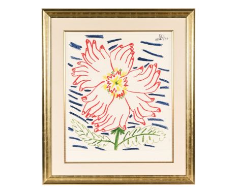 After Pablo Picasso, a limited edition numbered gouttelette "Flower of Hands", plate 87 cm x 76 cm, well framed.  With certif