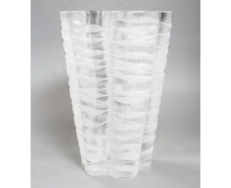 A large Lalique Senlis pattern frosted glass vase, 1959s-60s, 30cm