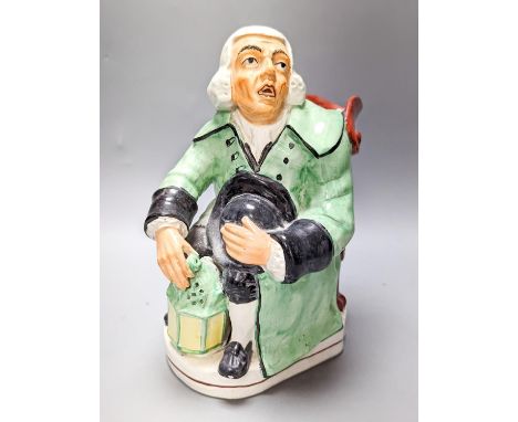 A Victorian earthenware character jug, The old lamp lighter 23cm