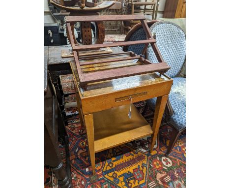 A 20th century two-tier table with scumbled finish, width 51cm, depth 51cm, height 68cm together with a table top adjustable 