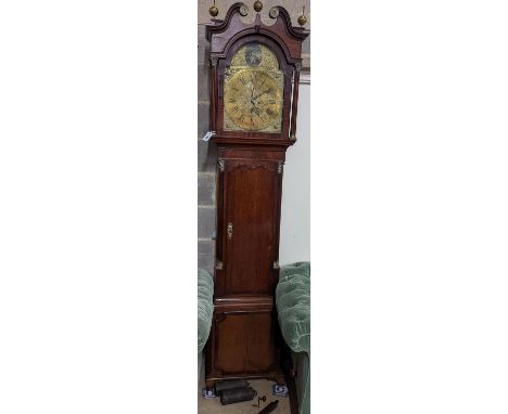 A George III oak cased 8 day longcase clock, height 237cm